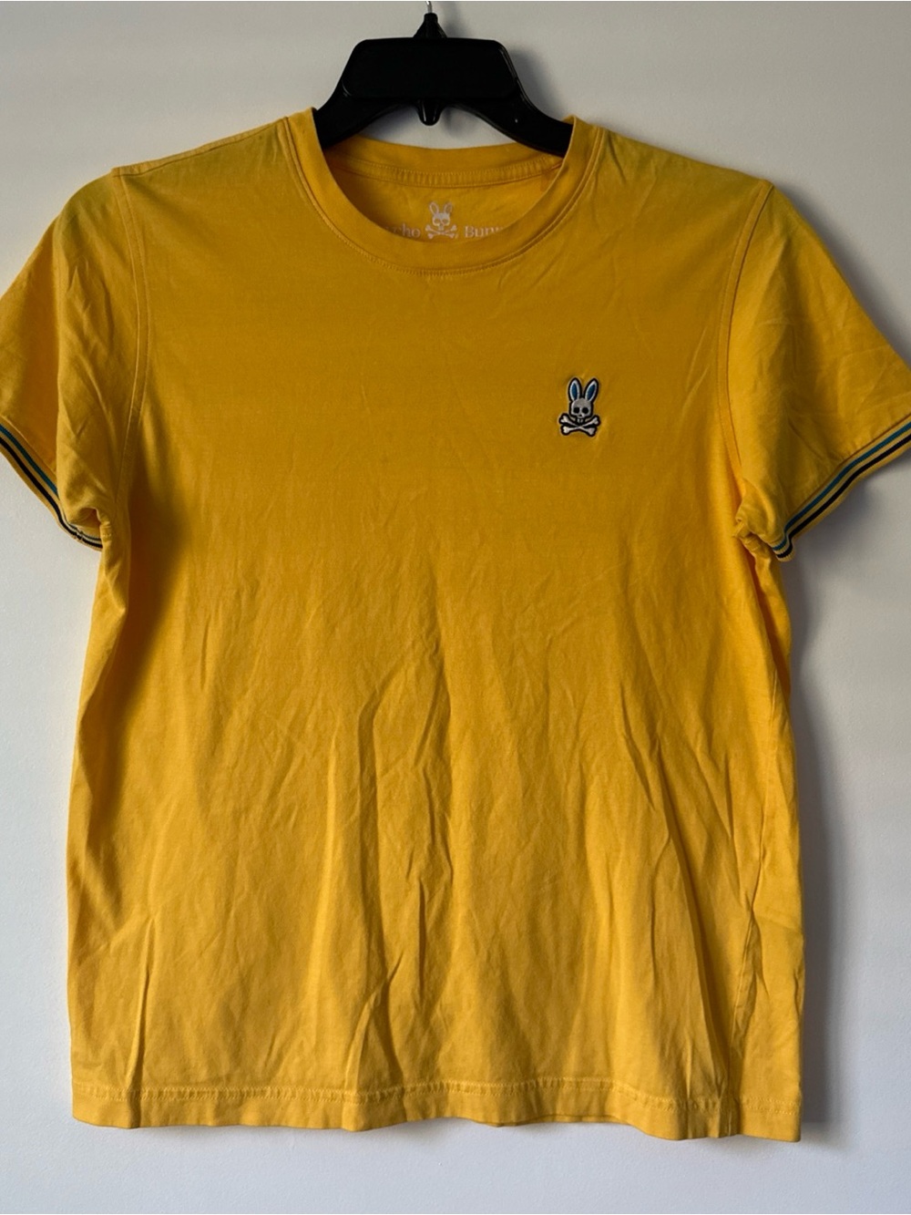 Psycho Bunny Men's Yellow Crew-Neck Short Sleeve T-Shirt Size Small Pima Cotton